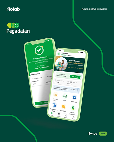 Pegadaian App Redesign app buy cards categories cta disclaimer gold government home illustration mobile notification payment profile promo sell success ui ux wallet