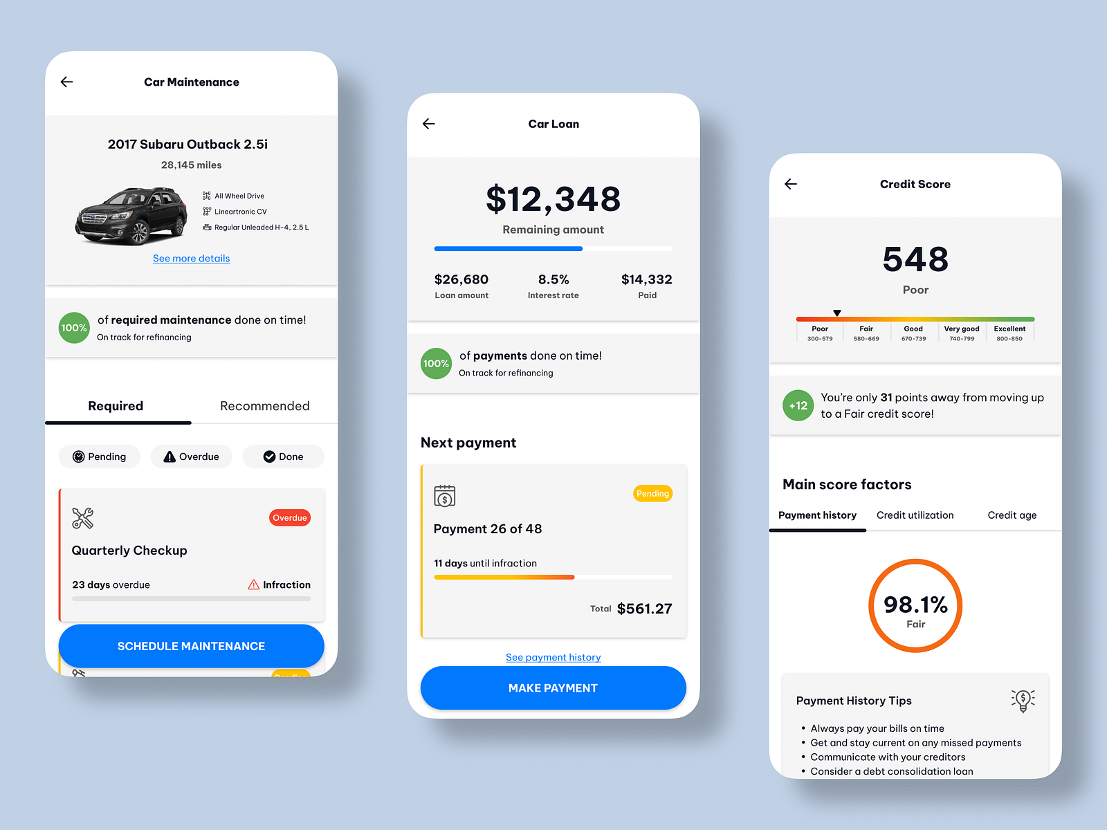 Car loan app by Luis Catter on Dribbble