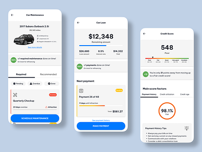 Car loan app app bank banking car chart finance graphic design loan maintenance mobile product design ui ux