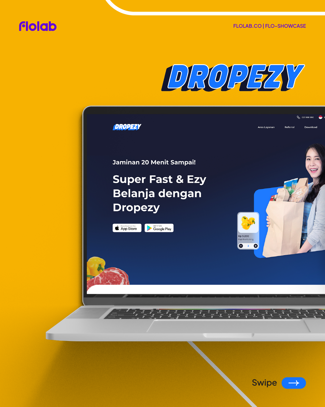 Dropezy Responsive Web & App Design app cards categories delivery design grocery illustration landing page logistics mobile payment promo responsive shipping ui ux wallet