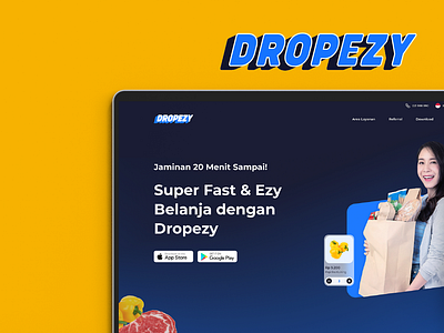 Dropezy Responsive Web & App Design app cards categories delivery design grocery illustration landing page logistics mobile payment promo responsive shipping ui ux wallet