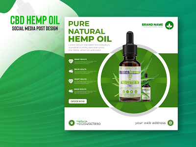 Hemp oil Product Social Media Post Banner Template banner design beauty banner branding cbd product banner facebook ad facebook banner food social media graphic design health care banner hemp oil banner instagram banner product catalogue product design social poster web banner