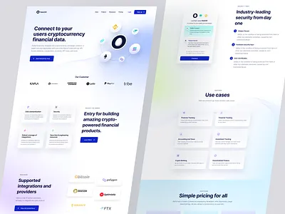 Hatchfi – Crypto Integration Landing Page api balances clean connect crypto crypto wallets data design exchanges financial integration landing page modern npw protocols secure transaction ui ux website