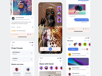 Mobile App UI Social app design kit mobile social template tramkam ui videocall