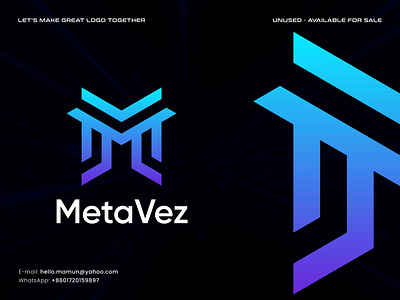 MetaVez - Letter M & V Modern Logo Design a b c d e f g h i j k l m n abstract logo brand crypto ecommerce gradient identity lettermark logo designer logo inspiration logomark meta metaverse modern logo monogram o p q r s t u v w x y z saas symbol