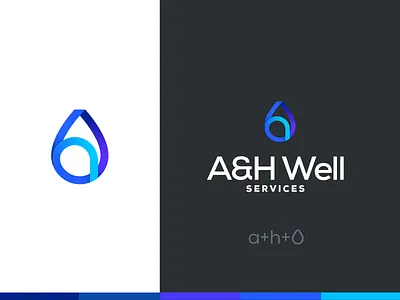 A&H Well Services - Identity ah blue brand crooz media design drop identity logo purple teal water well