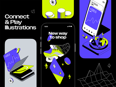 Connect & Play - UI Illustrations banking business crypto defi finance illustration investing mobile money online payment technology ui web