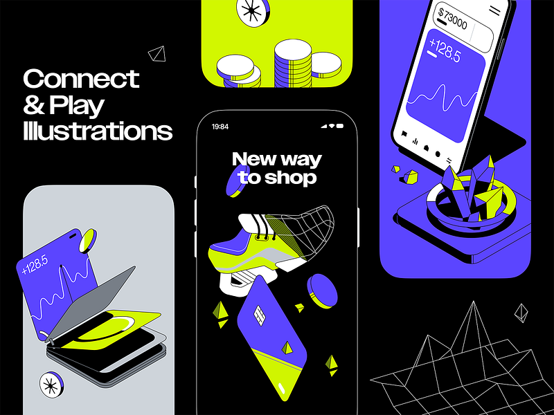 Connect & Play - UI Illustrations banking business crypto defi finance illustration investing mobile money online payment technology ui web