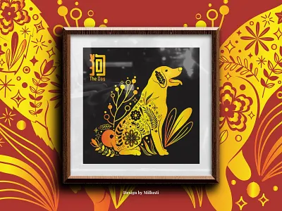 The Dog - Chinese Astrology Zodiac Sign Shio animal astrology boho bone and botany chinese horoscope chinese zodiac sign chinoiserie dog dog nursery dog svg floral animal gold gradient graphic design horoscope lunar new year nursery wall art puppy shio tshirt graphic vector design