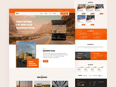 Transport & Logistics Solutions Website cargo company delivery delivery services freight home page landing page logistic logistics company services storage transport transport company transportation truck ui ux web page website website design