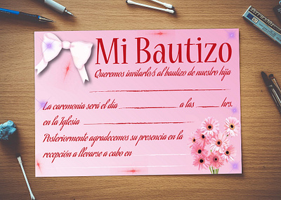 Invitation bautizo design graphic design invitacion invitation pink rosa