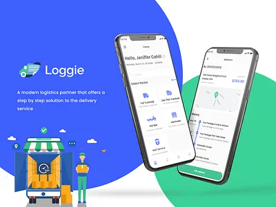 Loggie - Your Logistic Solution 3d animation app branding delivery solution design graphic design illustration logistic logistic service logo typography ui ux vector