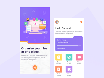 Android app UI concept- Storage Management android design app concept app design app designer app ui figma design mrsid storage management