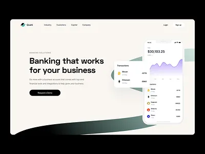 Banking Landing Page banking banking website black branding clean design finance finance website graphic design header hero landing page menu product typography ui ux webdesing website white