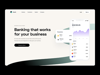 Banking Landing Page banking banking website black branding clean design finance finance website graphic design header hero landing page menu product typography ui ux webdesing website white