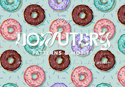Donutery patterns and motifs apparel art art work branding design dessert donut doughnut fabric food art illustration pattern pink sprinkles