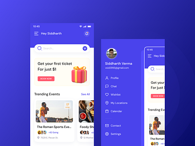 Event Booking app concept UI android app concept app designer application concept event booking app figma design material ui mrsid