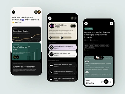 Meeting Recorder App app design app ui discussion meet meeting meeting app record recording ui ui design video meeting video recording voice voice recording