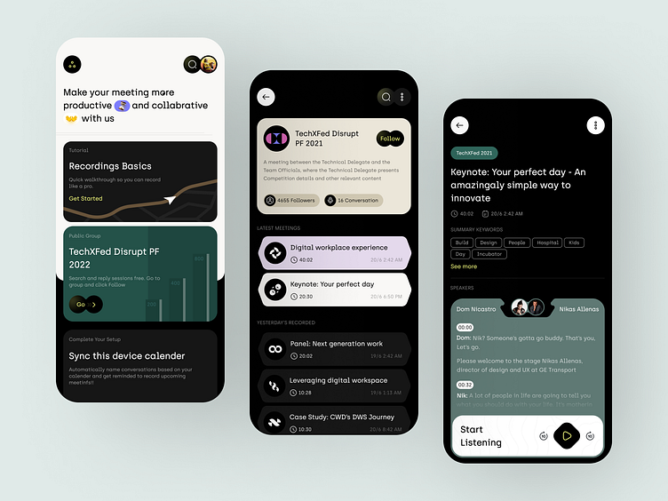 Meeting recorder app by mindinventory ui ux for mindinventory on dribbble