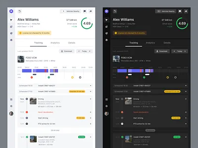 Fleet management: Theming b2b dark dashboard driver driving enterprise fleet freight light management map mobility navigation product saas shipping startup telematics theming tracking