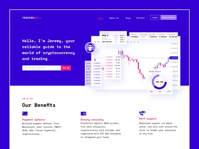Trading Bot Home clean design crypto currency interface investment services simple solution trading bot trading platform ui user experience ux