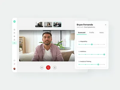Virtual Interview Video Call Interface | B2B Talent Management b2b hiring interview product product design scorecard ui ui design video video call virtual webapp