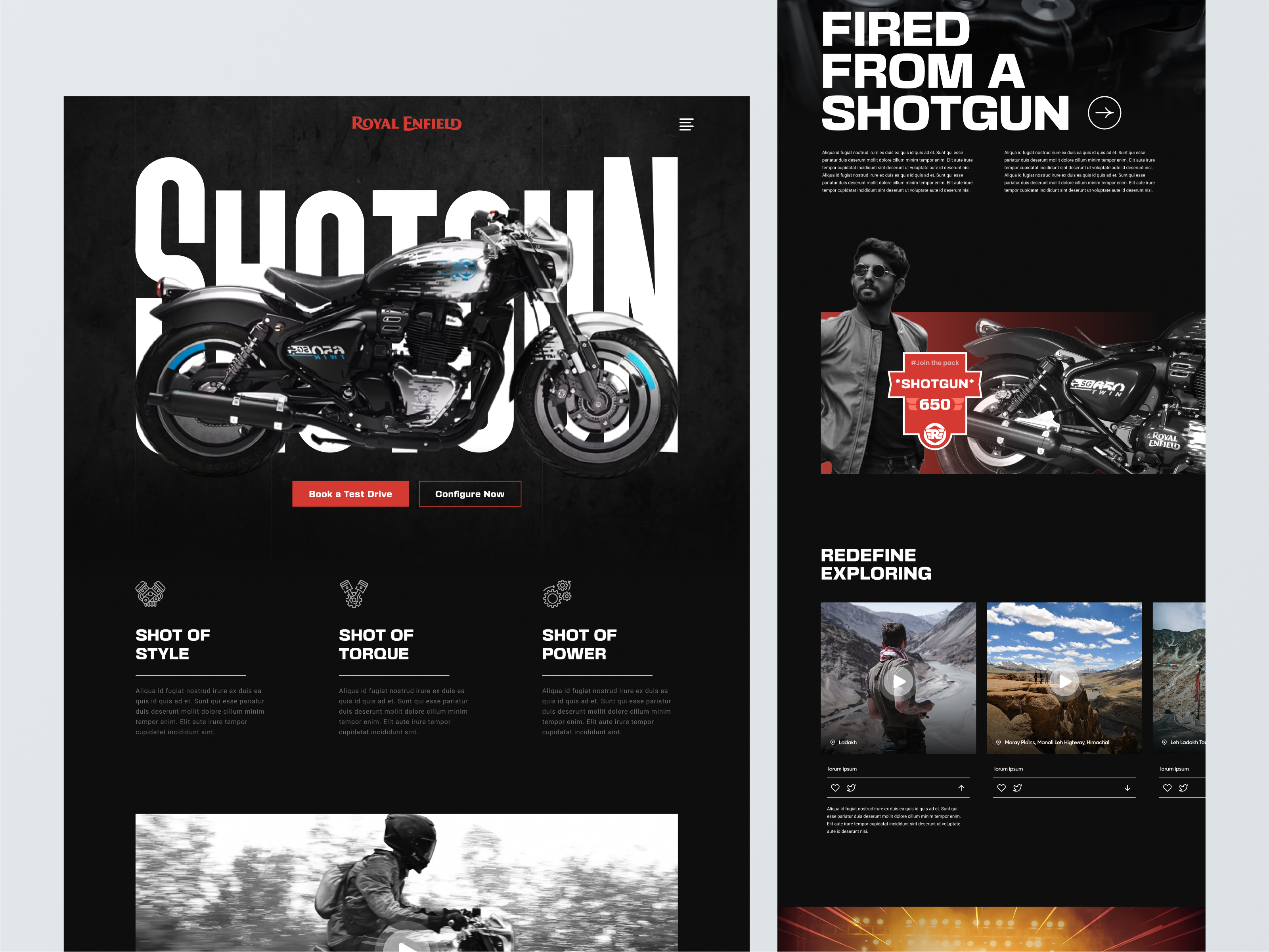 Royal Enfield Website: Landing page adobe adobe photoshop bike branding design enfield figma illustration landing page logo photoshop royal enfield typography ui ui design ux vector web design webdesigner website