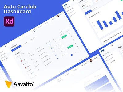 Auto Car Club Dashboard aavatto admindashboardtemplate autocarclubdashboard clean creativedashboarddesign dashboarddesign dashboards design minimal uiux webapp xd