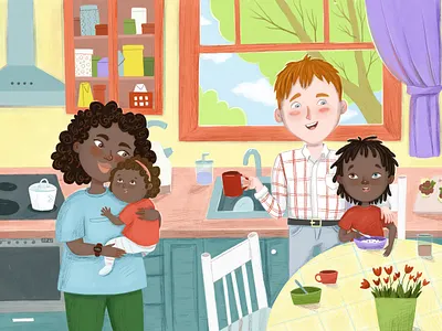 Family breakfast art book cartoon character design children illustration family illustration kid picturebook raster