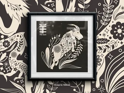 The Goat - Chinese Astrology Zodiac Sign Sheep Shio animal tattoo boho design chinese new year floral and animal goat graphic design lunar new year pod design sheep tattoo design tshirt design vector design