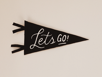 Let's Go Pennant art black design felt lets go lettering lettering art merch pennant pennant lettering wall hanging white