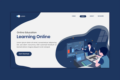 FREE Distance Learning Online Education Landing Page app branding design distance e book flat illustration internet landing landing page learning online online education online learning tutorial ui ui design ux ux design vector website