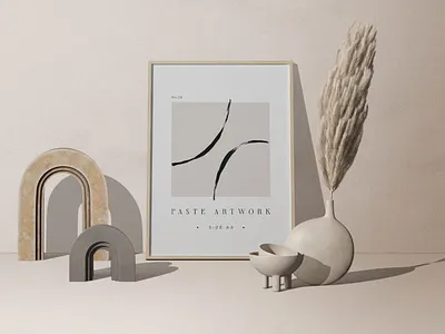 Frame Mockup With Dry Decorative Plant Two Arcs graphicdesign