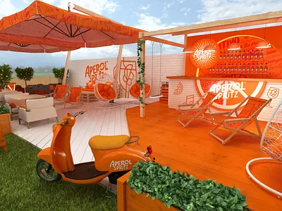 Aperol Spritz summer terrace aperol bar branding cafe design design interior design posm product design terrace
