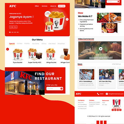 KFCku Landing Page Redesign fastfood food food app kfc kfc website kfcku red redesign ui uiux design uiuxinspiration website