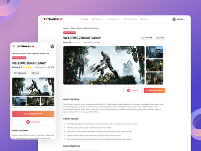 #Gaming - Game detail page clean ui detail page entertainment game gaming landing landing page play game website