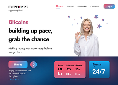 Bitboss- Crypto website landing page design balance colors and shapes figma landingpage ui ux webdesi whitespace