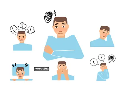 Symptoms of Post-Traumatic Stress Disorder 2d art brochure character design characters colorful design drawing expressions graphic design illustration sticker