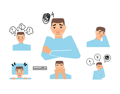 Symptoms of Post-Traumatic Stress Disorder 2d art brochure character design characters colorful design drawing expressions graphic design illustration sticker