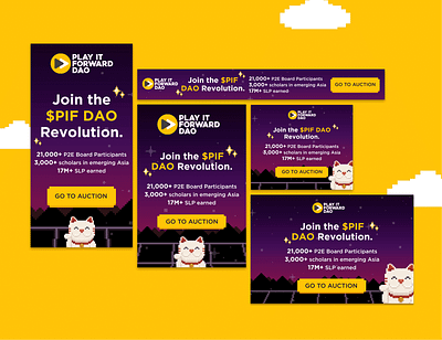 PIF (Play it Forward DAO) | Display Banners ads crypto design display banners gamification graphic design