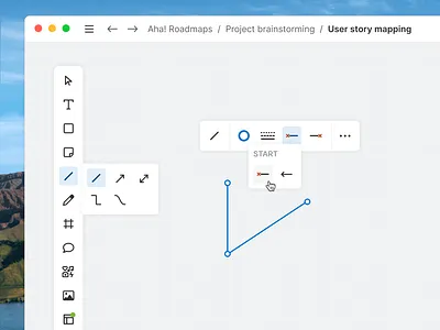 Aha! Create - Line and arrow menu arrow desktop app diagramming line menu whiteboard whiteboarding