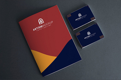 Book & Business Card Mockup book branding business card company cover design layered logo mockup product stationery