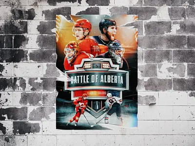 Battle of Alberta | Hockey Design alberta battle of alberta calgary concept design edmonton flames hockey hockey art hockey design mockup nhl oilers photoshop playoffs poster product design sports sports design stanley cup