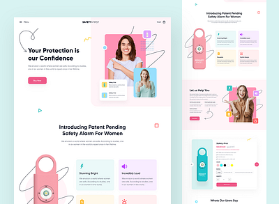 Safety Alarm For Women Landing Page - Safety First alarm design ecommerce graphic design landing page product safety alarm safety first studio express ui web web design web site webdesign website women product women safety