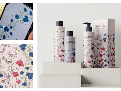 Natura Skincare - Branding, Labels, Logo, Packaging Flowers brand branding concept design flower flowers graphic design illustration label labels logo