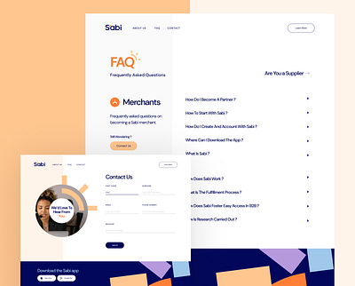 Sabi Website - More Screens animation branding contact design explore faq homepage icon illustration logo motion graphics trade ui vector