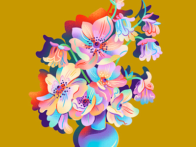 Autumn Flowers anemones apparel botanicals drawing editorial editorial illustration floral flowers gradient grain holiday illustration jordan kay limited color nature noise plant surface pattern textile design texture