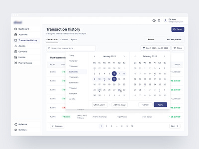 Transaction History beautiful complex design fintech history saas simple transaction ui ux webapp