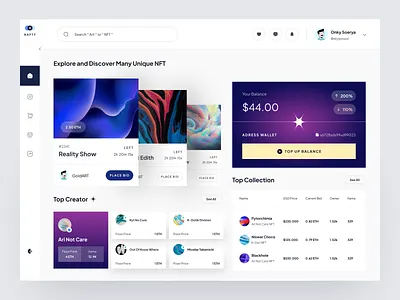 NAFTY - NFT Dashboard art cool dashboard cryptocurrency dashboard dashboard design nft dashboard ui design uidesign uiux userinterface ux design uxdesign website
