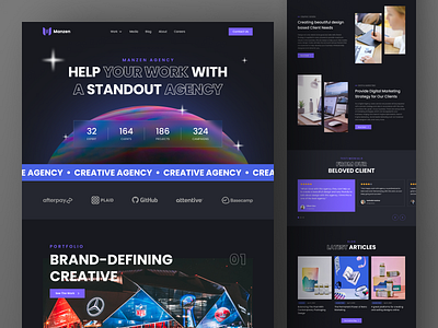 Manzen - Creative Agency Landing Page agency branding creative creative agency digital agency homepage landing page modern services studio ui uiux web design website